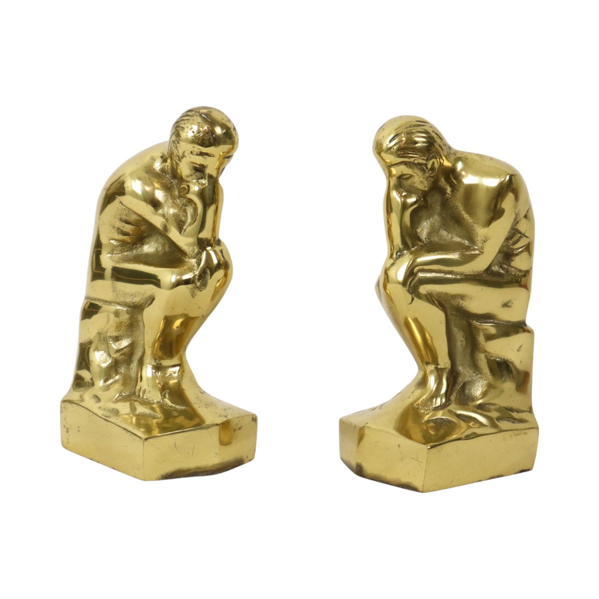 Ottone Fermalibri italiano in ottone Il pensatore Rodin Regina 18cm in vendita