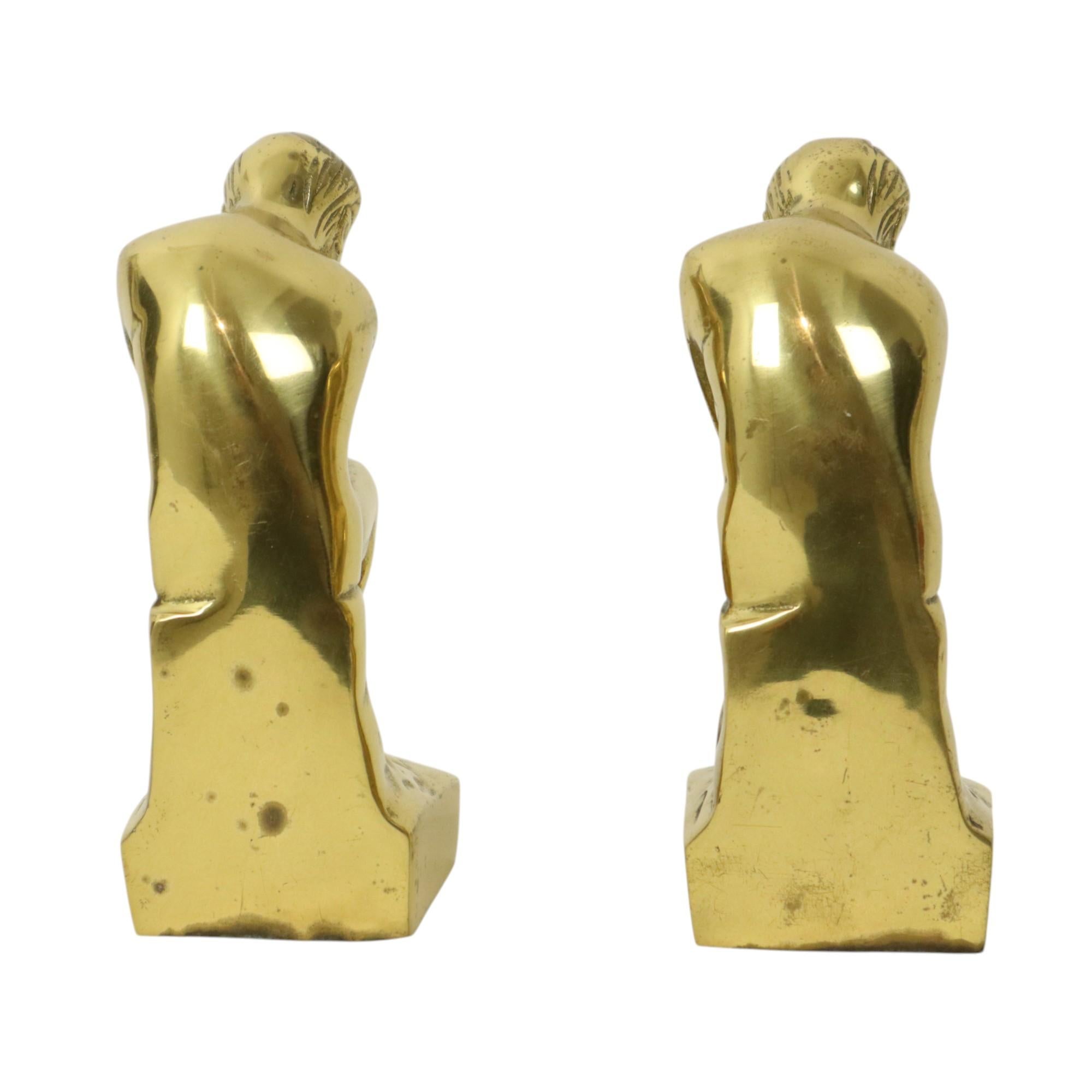 Fermalibri italiano in ottone Il pensatore Rodin Regina 18cm in vendita 2