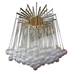 Italian Brass Bubble Chandelier with Glass Balls on Chains, 1970s