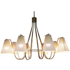 Italian Brass Ceiling Lamp Design Angelo Lelli by Arredoluce Monza, 1950s
