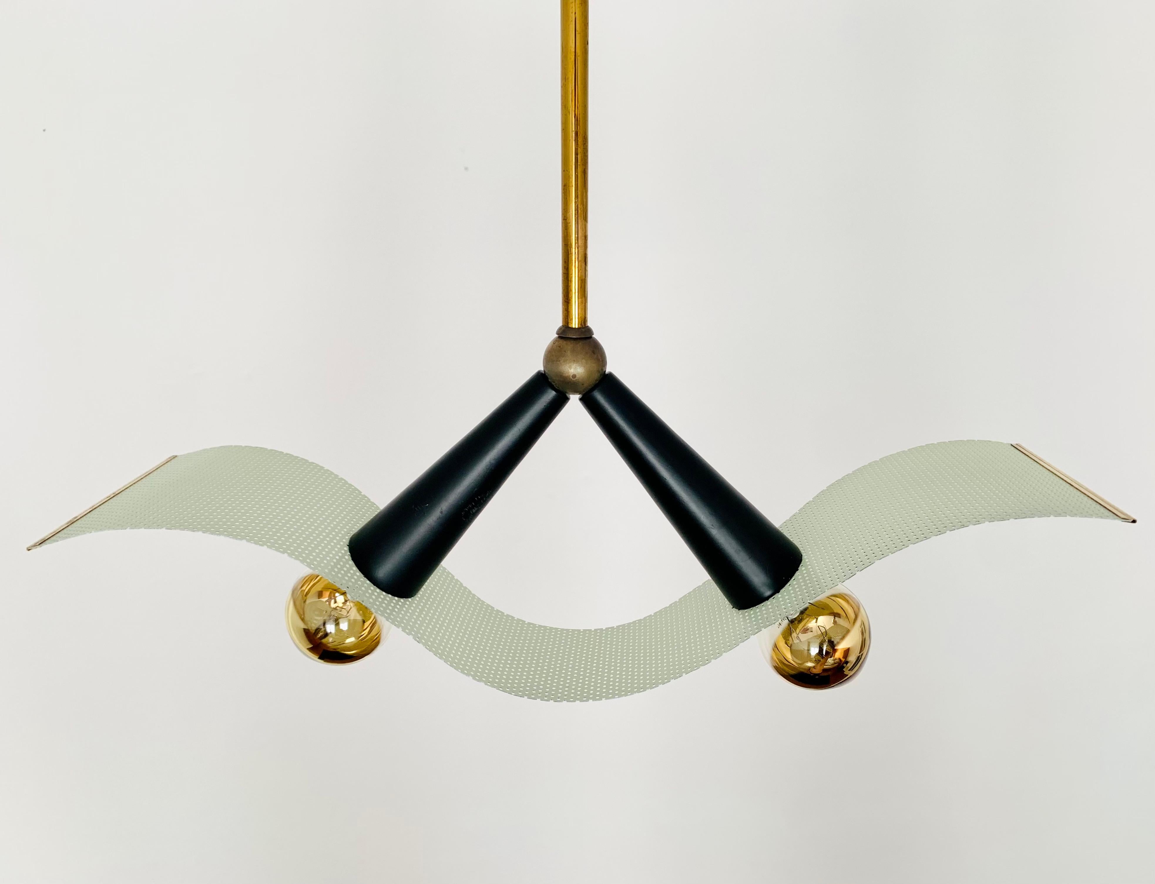 Italian Brass Ceiling Lamp For Sale 2