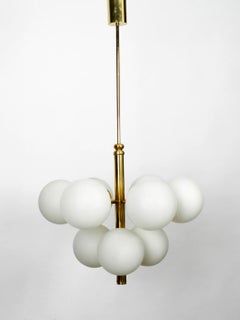Italienische Messing-Deckenlampe mit 9 Gläsern 1960er Jahre Space Age Atomic Design