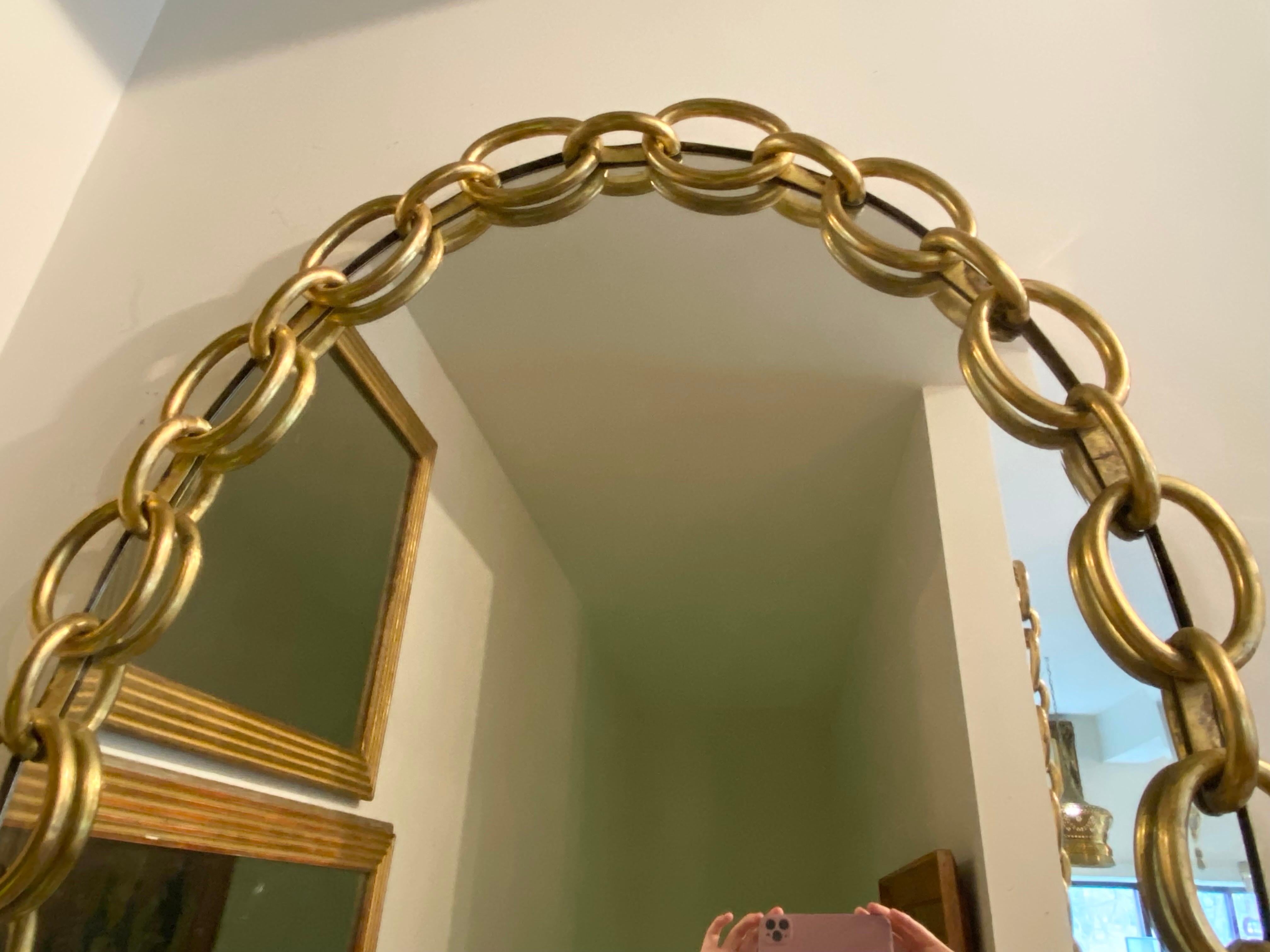 Italian Brass Chain Link Framed Mirror For Sale 1