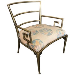 Chaise italienne en laiton avec motif de clé grecque