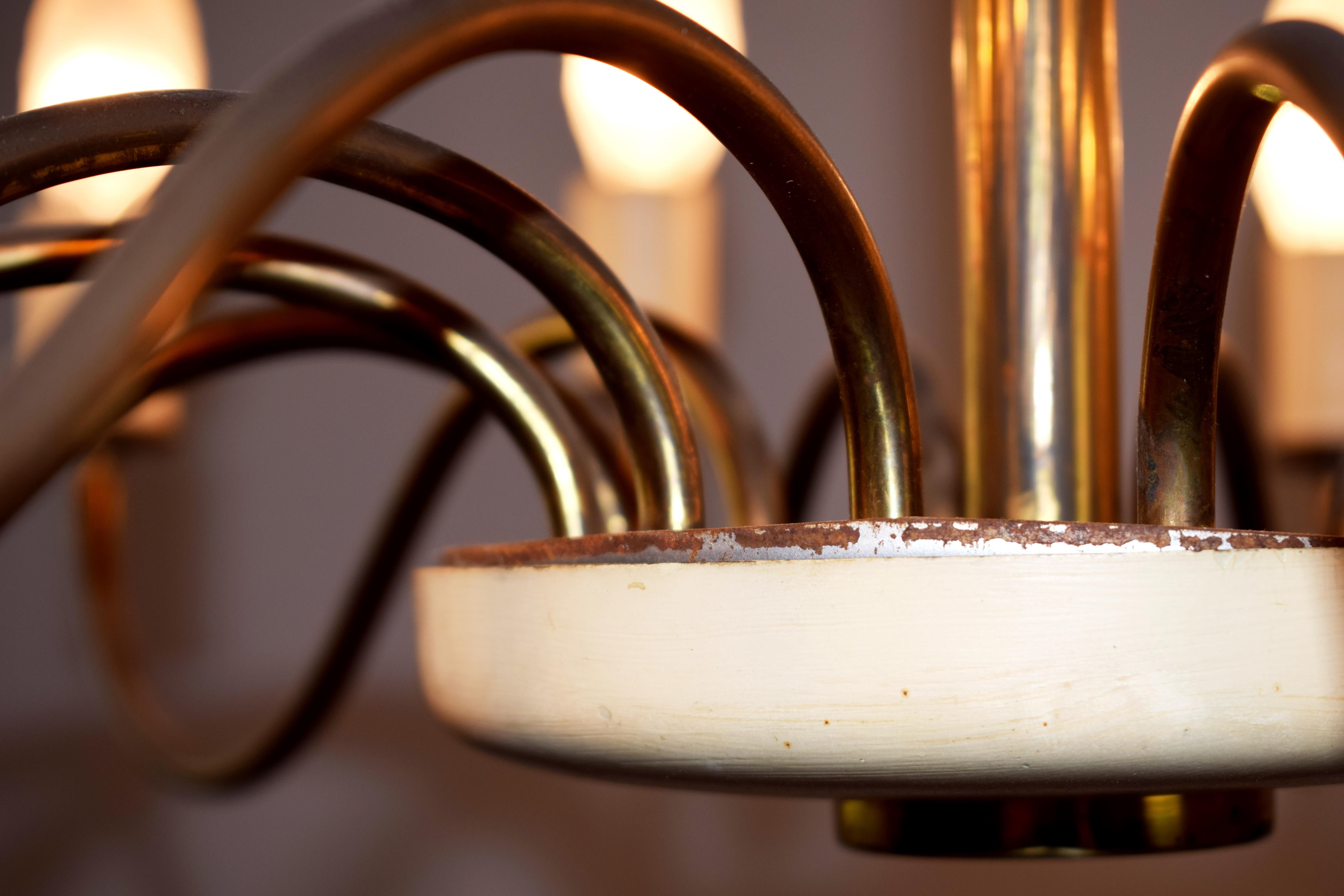 Lampadario italiano in ottone, anni '50 in vendita 1