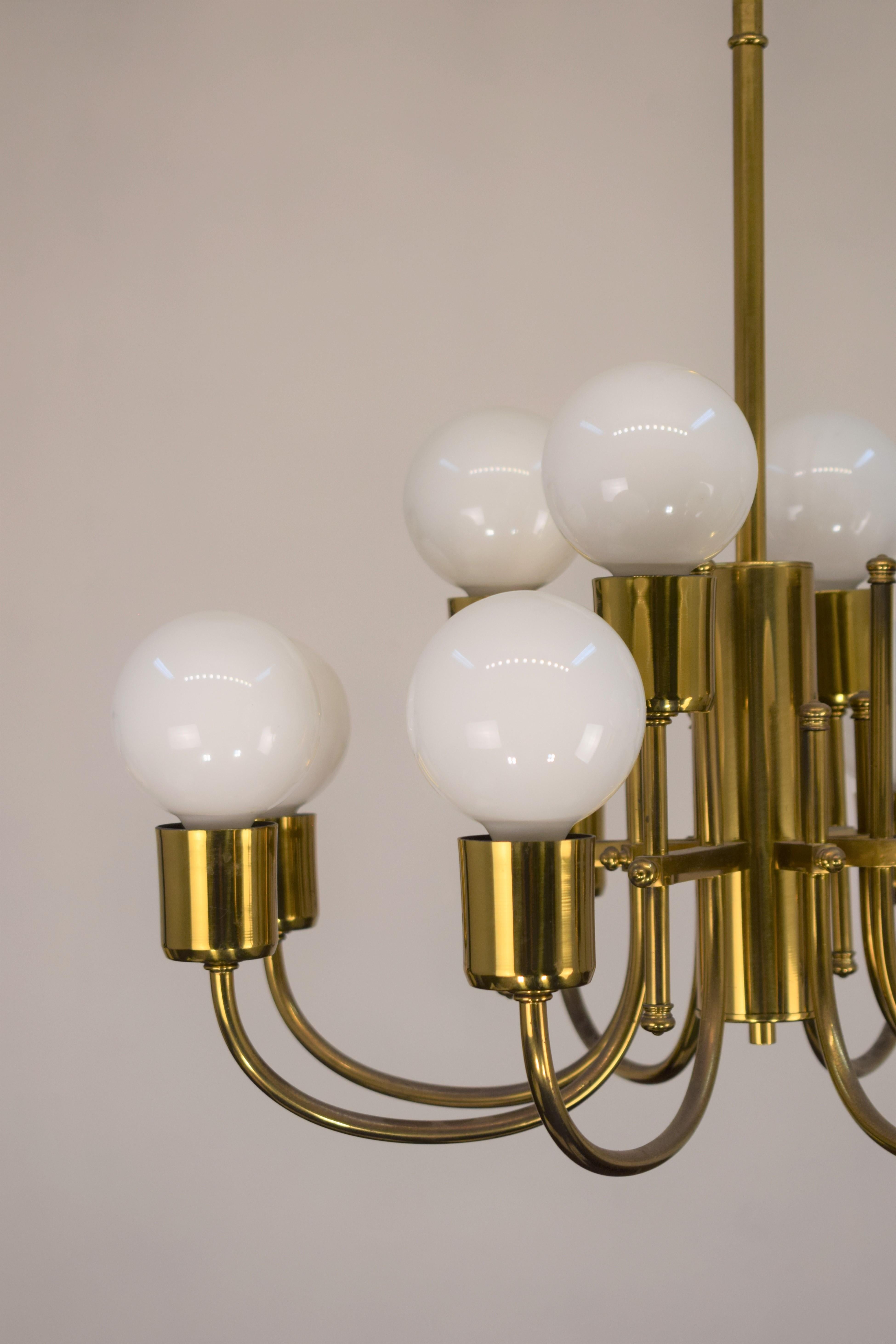 Italian Brass Chandelier, 1960s For Sale 1