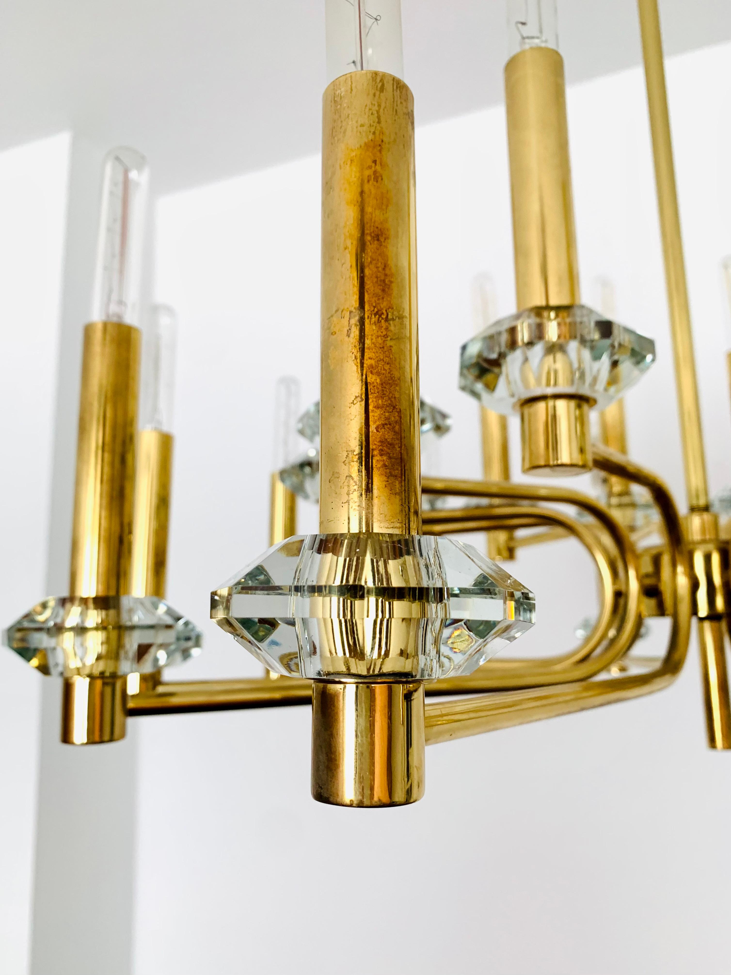 Italian Brass Chandelier by Gaetano Sciolari For Sale 12
