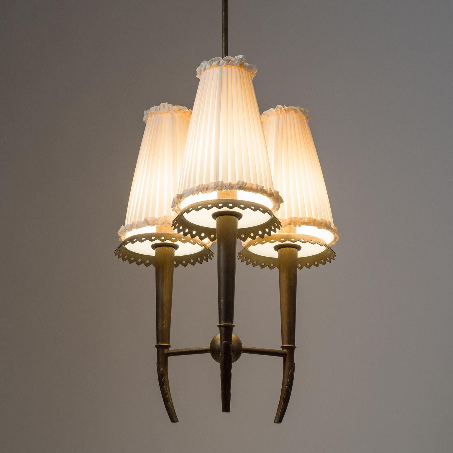 Italian Brass Chandelier, circa 1937, Pietro Chiesa 6