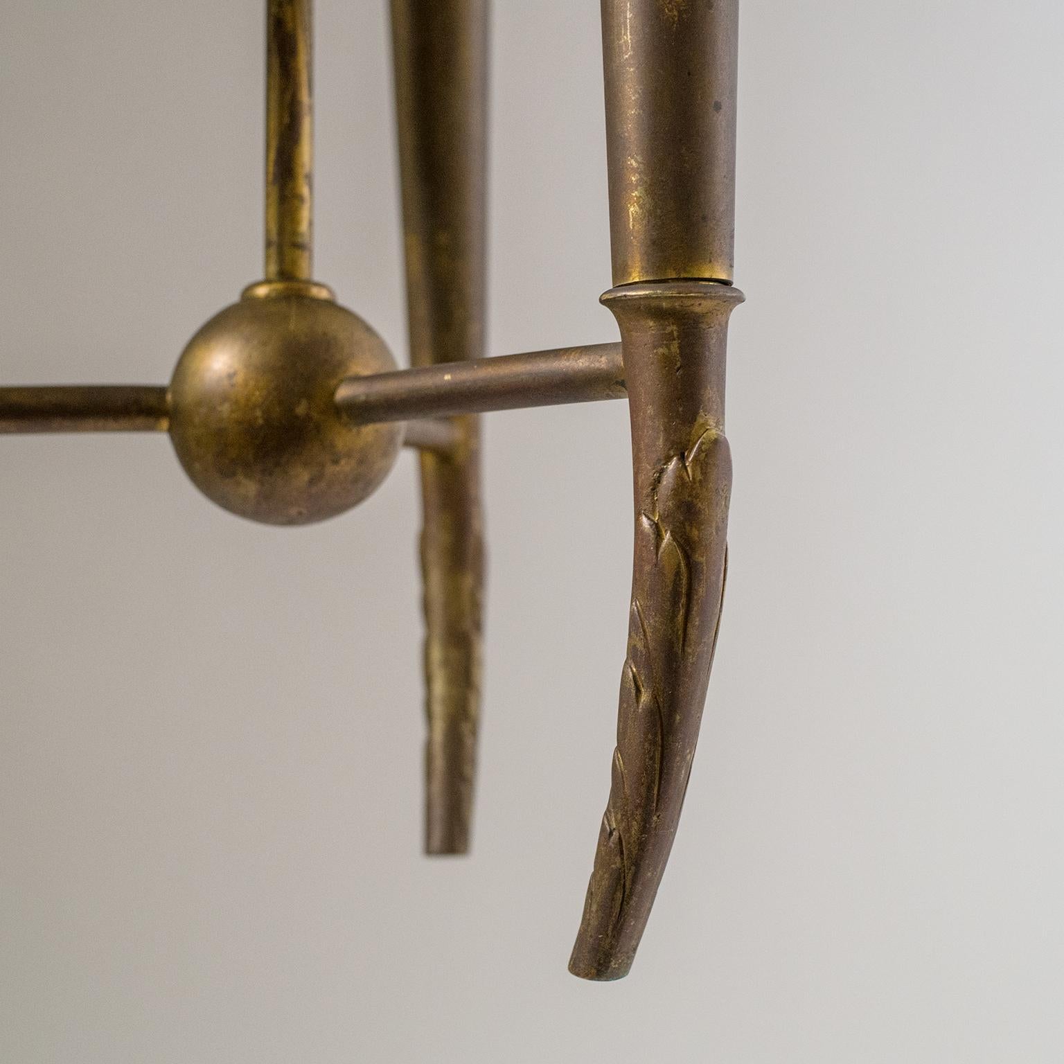 Italian Brass Chandelier, circa 1937, Pietro Chiesa 1