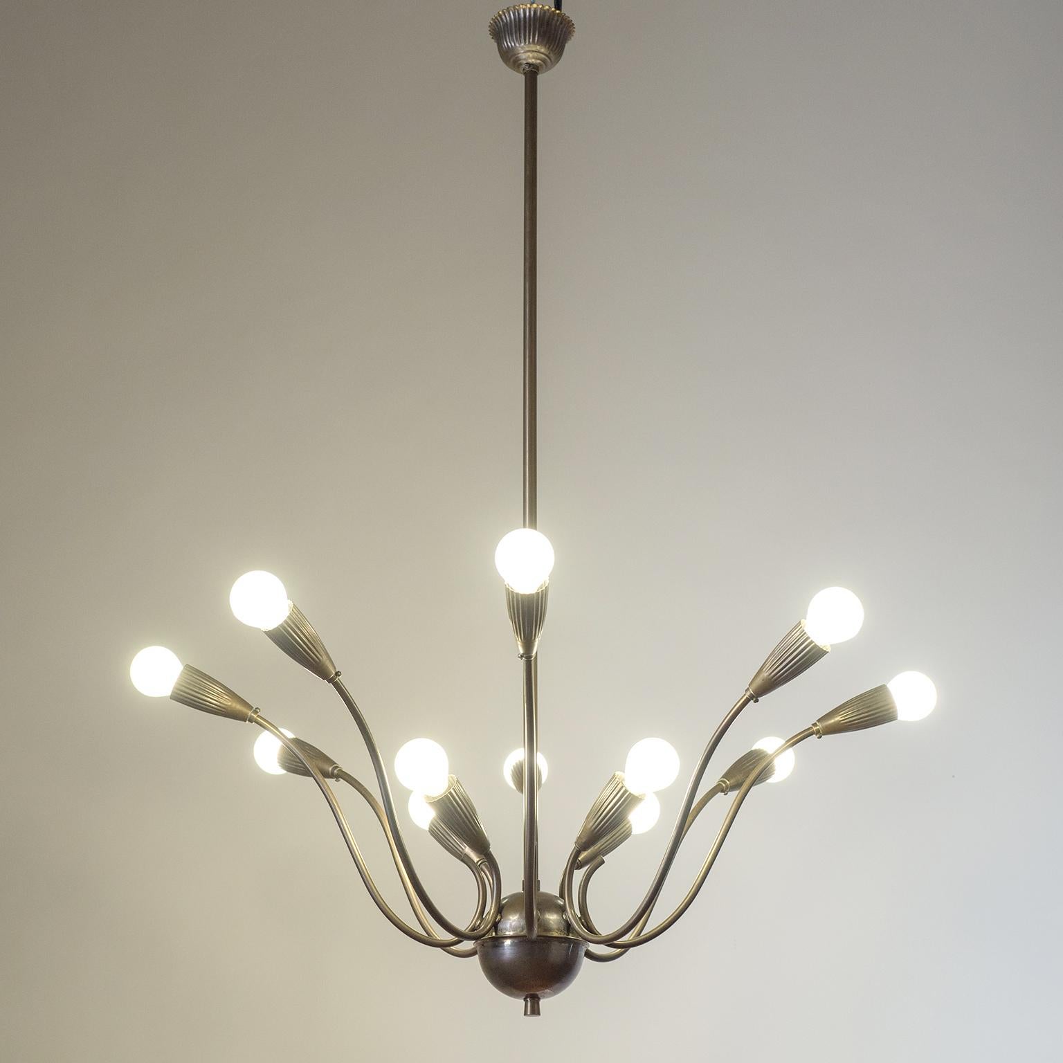 Mid-Century Modern Italian Brass Chandelier, circa 1948