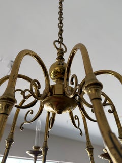 Italian Brass Chandelier Eight Arm Elegant ca' 1960's