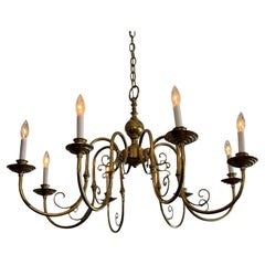Italian Brass Chandelier Eight Arm Elegant ca' 1960's
