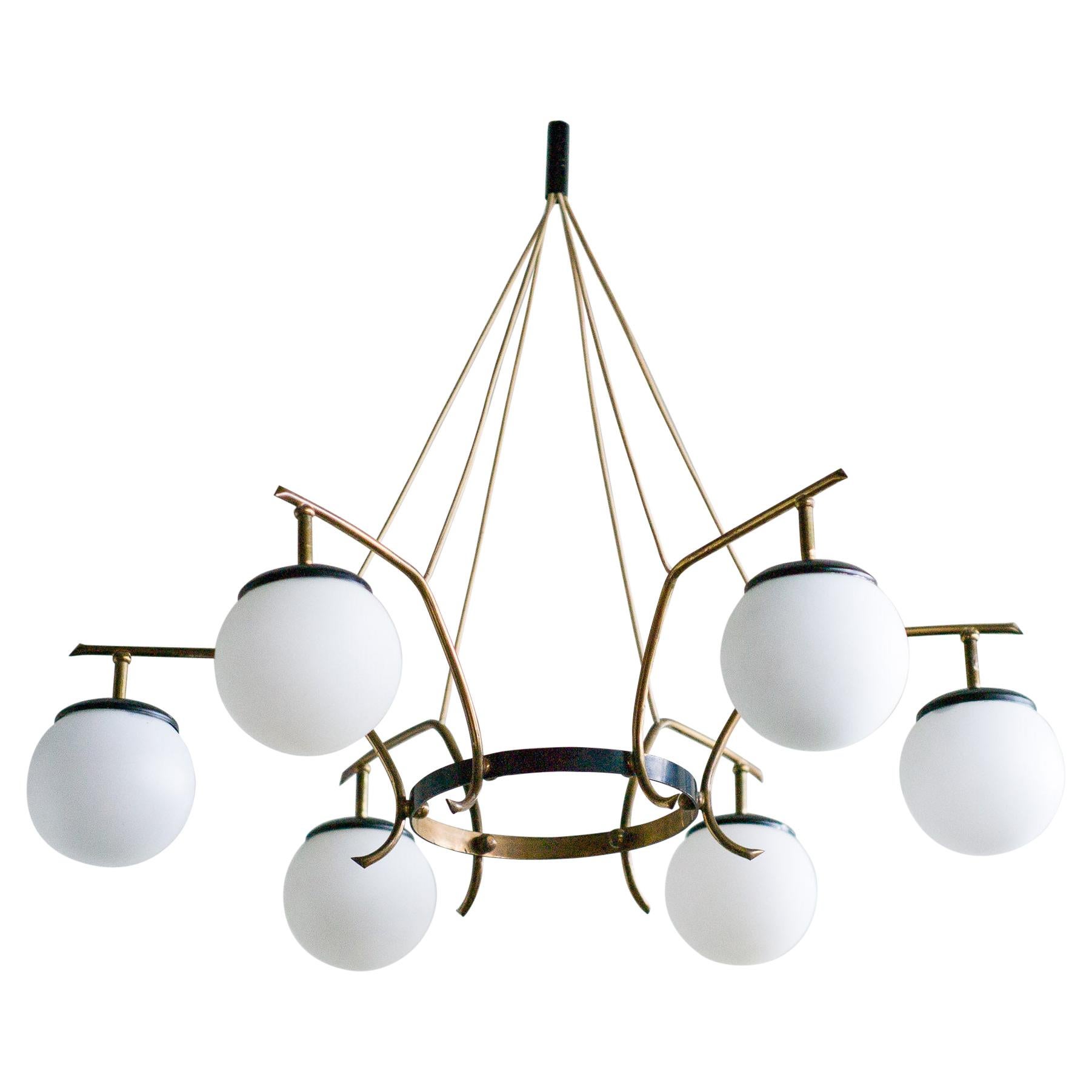 Brass Ring Chandelier For Sale at 1stDibs