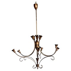 Vintage  Italian Brass Chandelier in  style of Pietro Chiesa