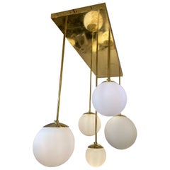 Italian Brass Chandelier with 6 Spheres