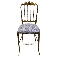 Italian Brass Chiavari Side Chair, 1950s Hollywood Regency Style