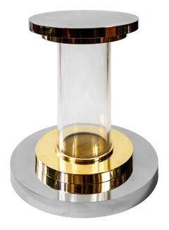 Italian Brass, Chrome and Lucite Table Base Signed Romeo Rega, from, 1970s