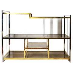 Consola/Musicero italiano de latón, cromo y cristal by Serantoni&Arcangeli