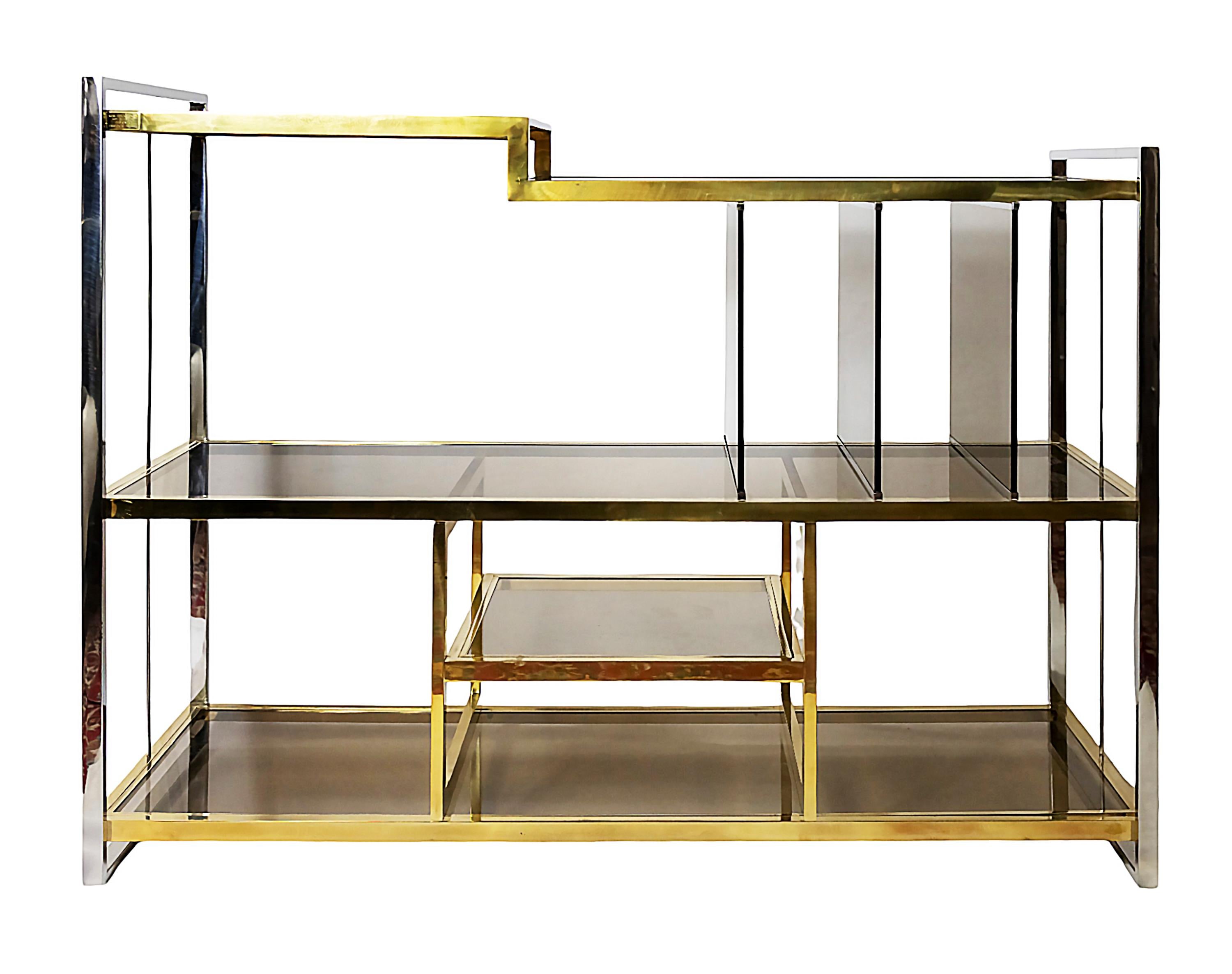 Italienischer Konsolentisch/Musikstand aus Messing, Chrom und Glas von Serantoni&Arcangeli (Moderne der Mitte des Jahrhunderts)