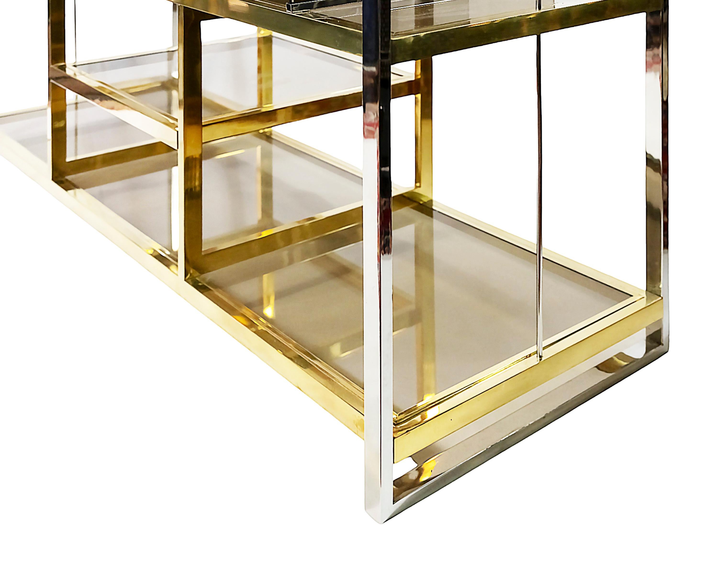 Italienischer Konsolentisch/Musikstand aus Messing, Chrom und Glas von Serantoni&Arcangeli 1