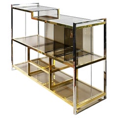 Italian Brass, Chrome, Glass Console Table/Music Stand by Serantoni&Arcangeli