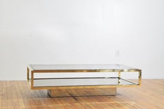 Italian Brass, Chrome, Mirrored, & Glass Coffee Table, likely 1970’s