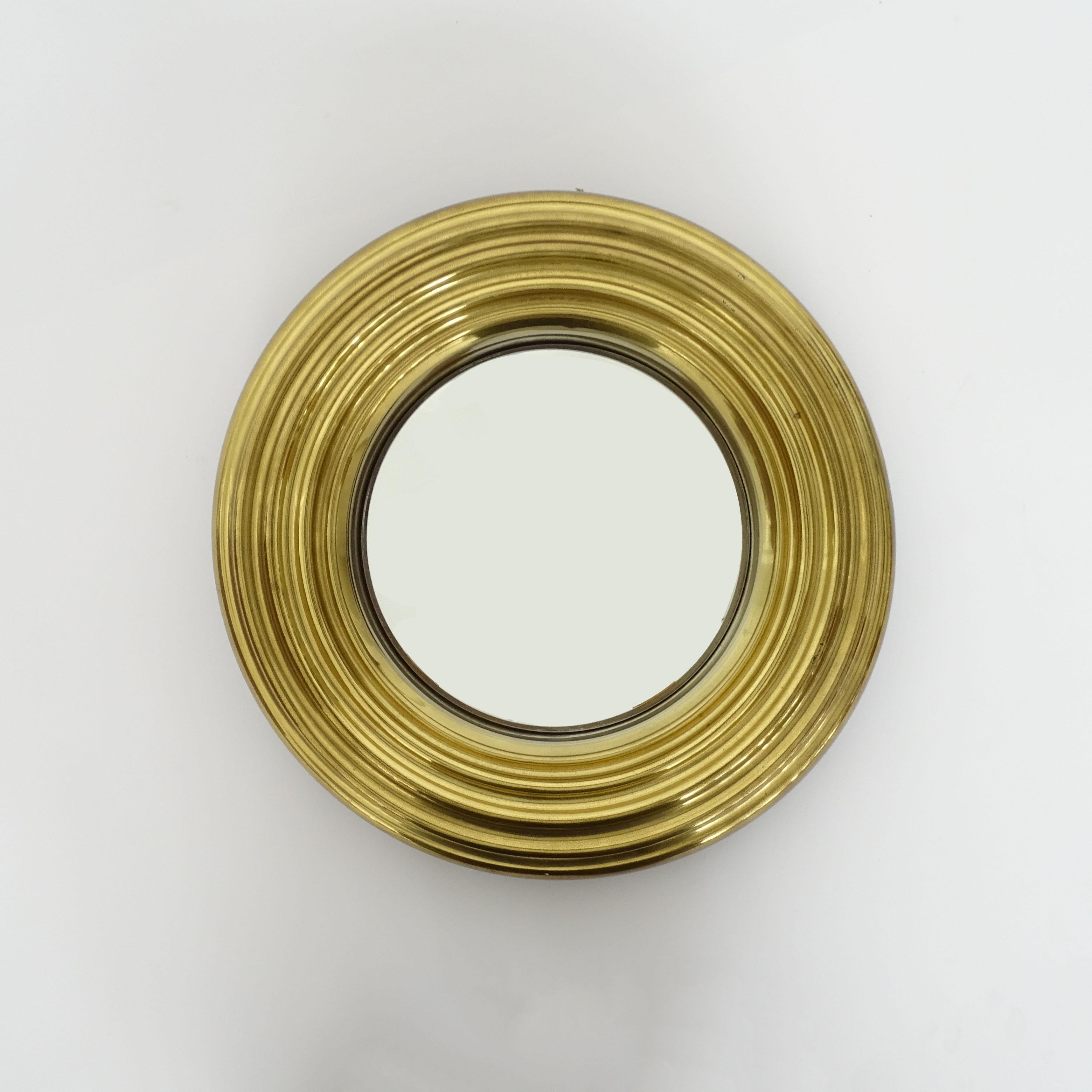 Mid-20th Century Italian Brass circular wall mirror 1960s For Sale