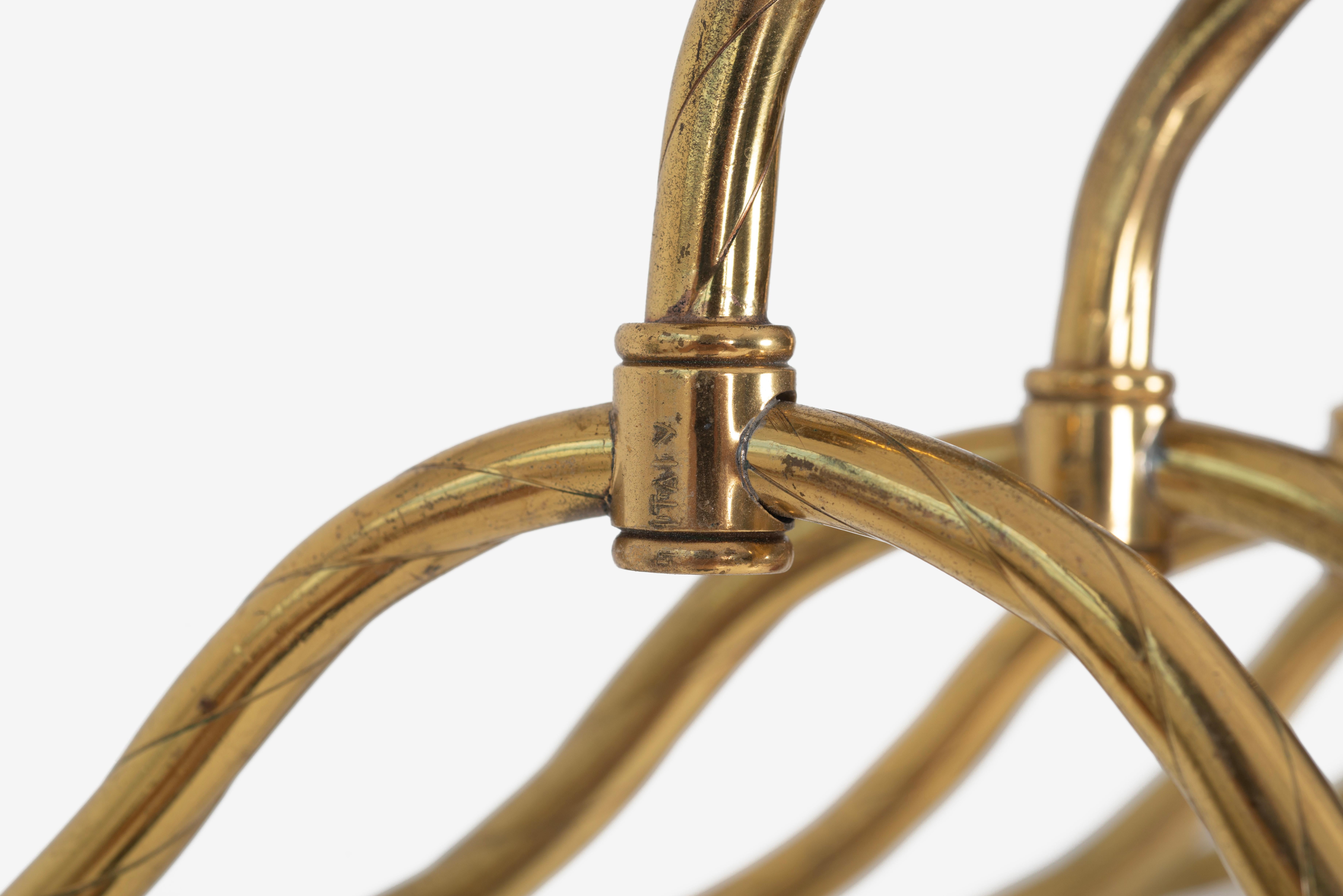Italian Brass Coat Rack and Hangers 5