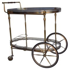 Antique Italian Brass Cocktail Bar Cart