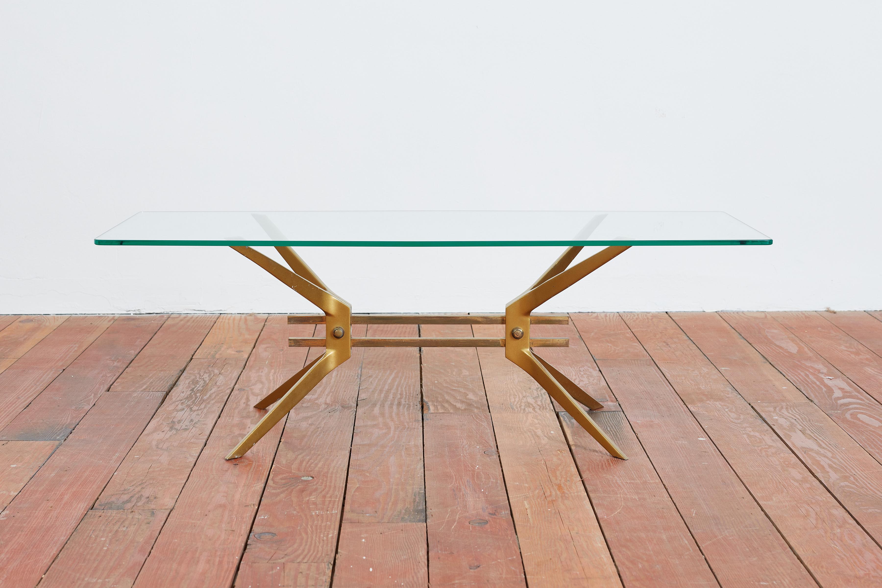 Mid-20th Century Italian Brass Coffee Table For Sale
