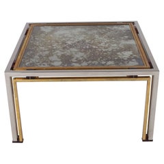 Italian Brass Coffee Table with Antique Mirror, c. 1940 Italian Brass Coffee Table with Antique Mirror, c. 1940