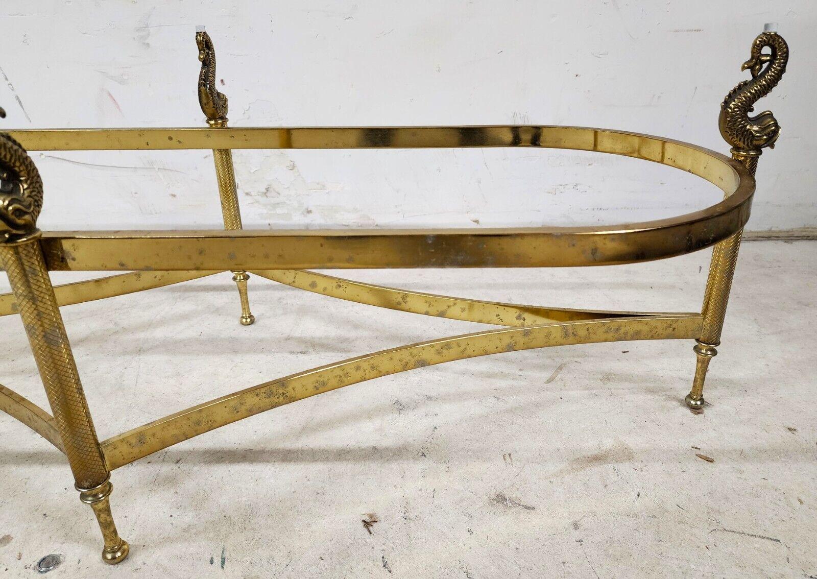 Italian Brass Coffee Table with Dolphins Supporting Glass Top For Sale 2