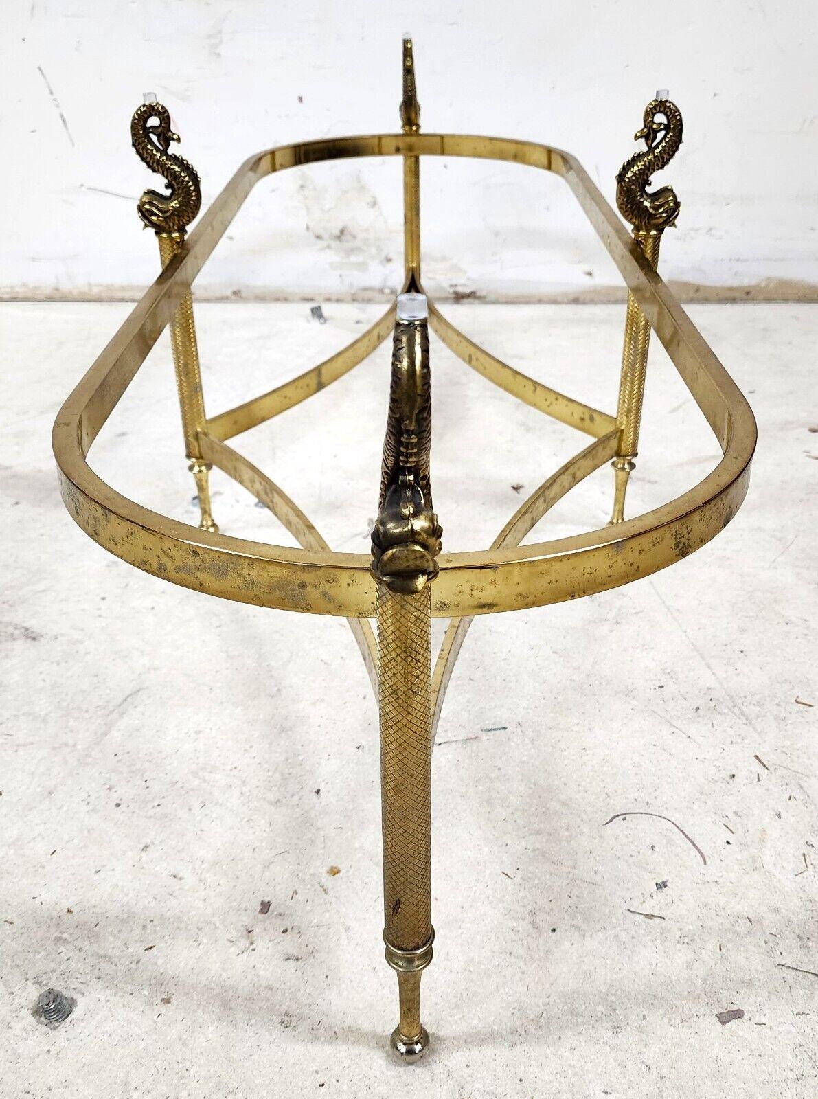 Italian Brass Coffee Table with Dolphins Supporting Glass Top For Sale 4