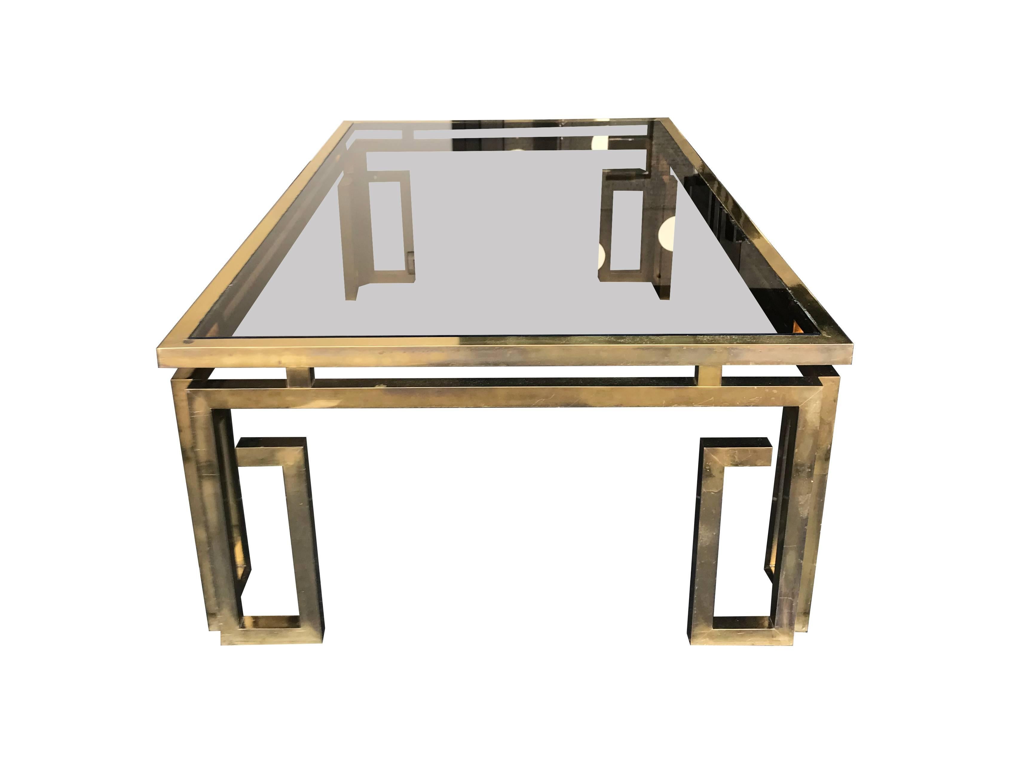 Italian Brass Coffee Table with Smoked Glass Top 3