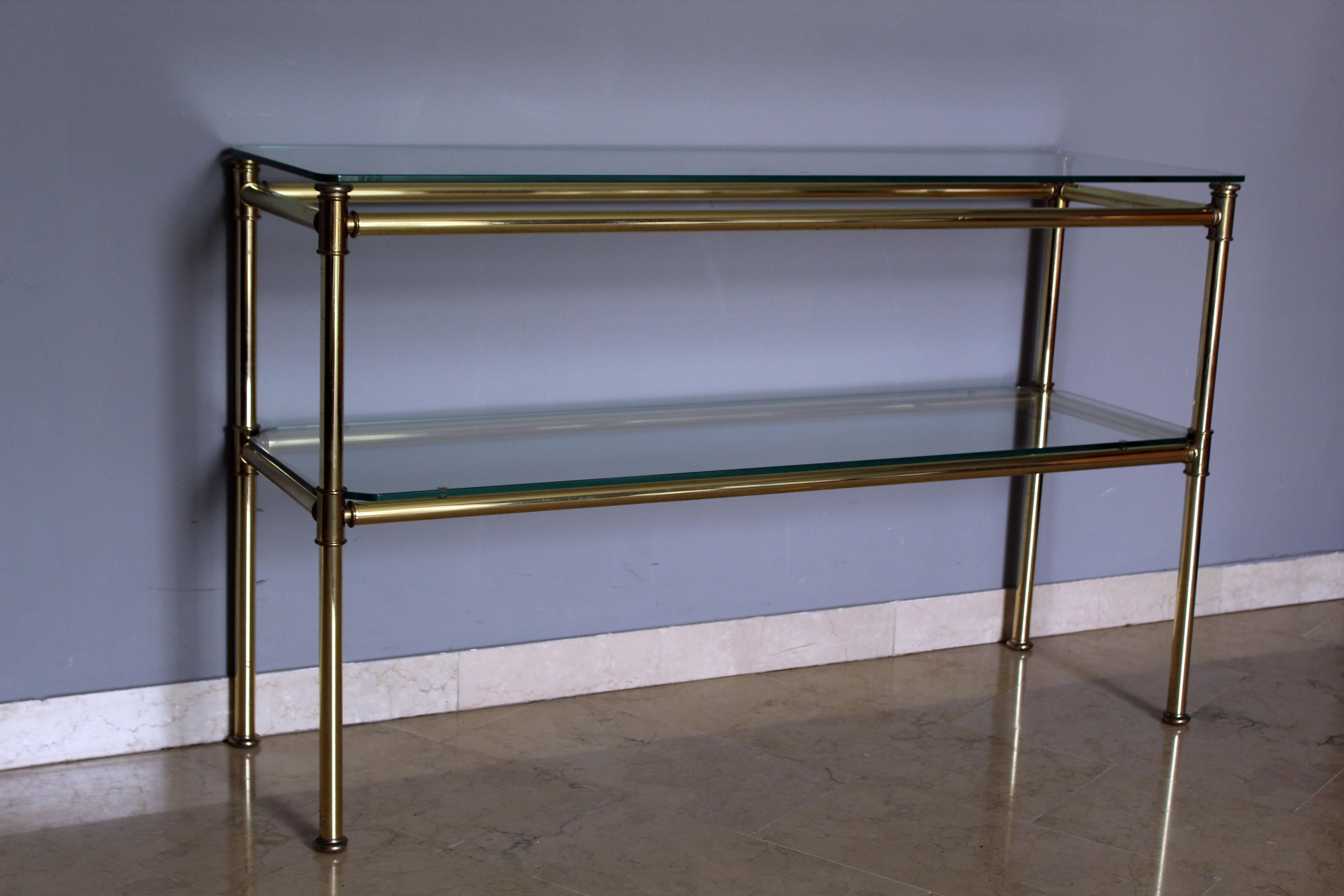 Italian Brass Console with Matching Mirror, 1970s 8