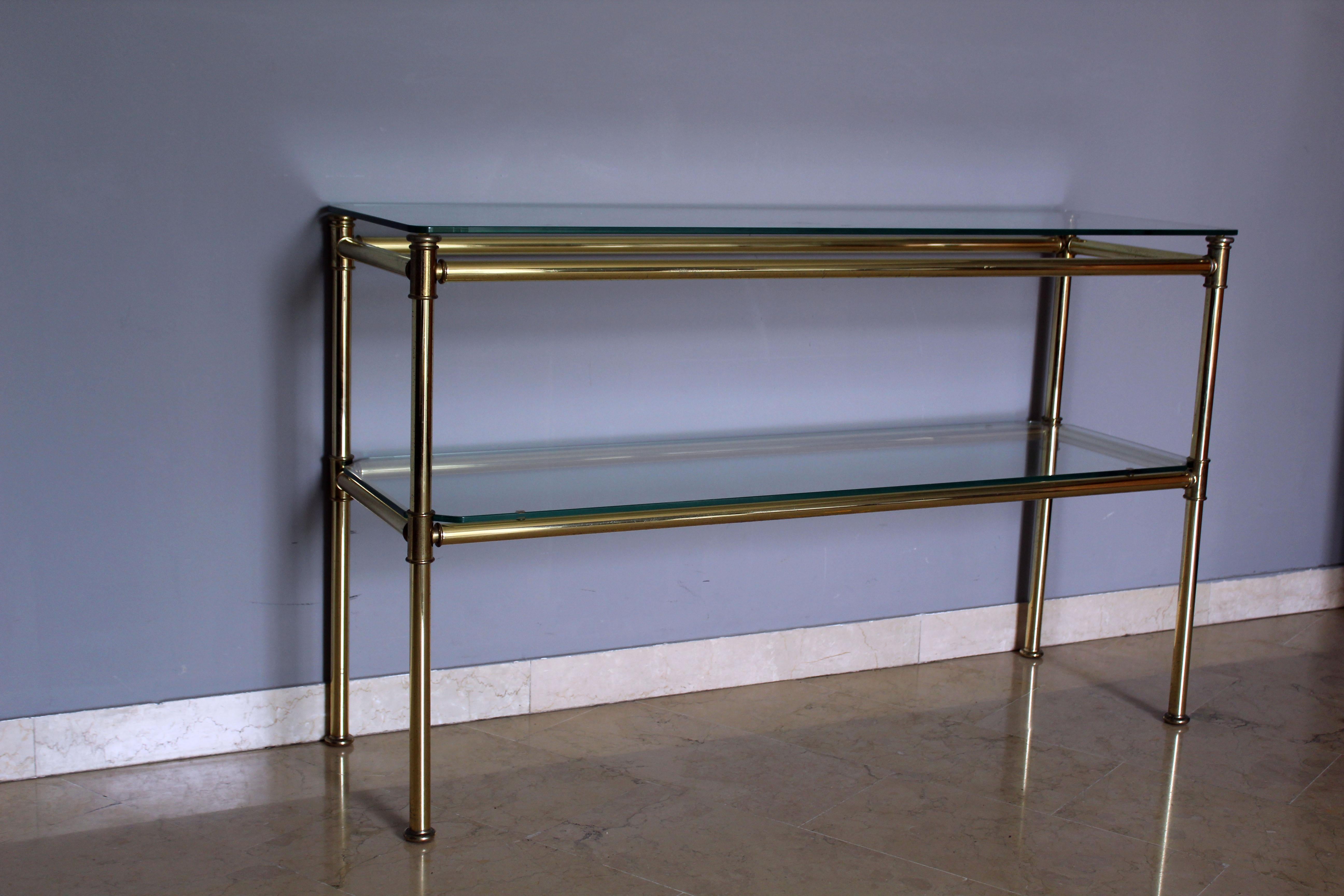 Italian Brass Console with Matching Mirror, 1970s 10