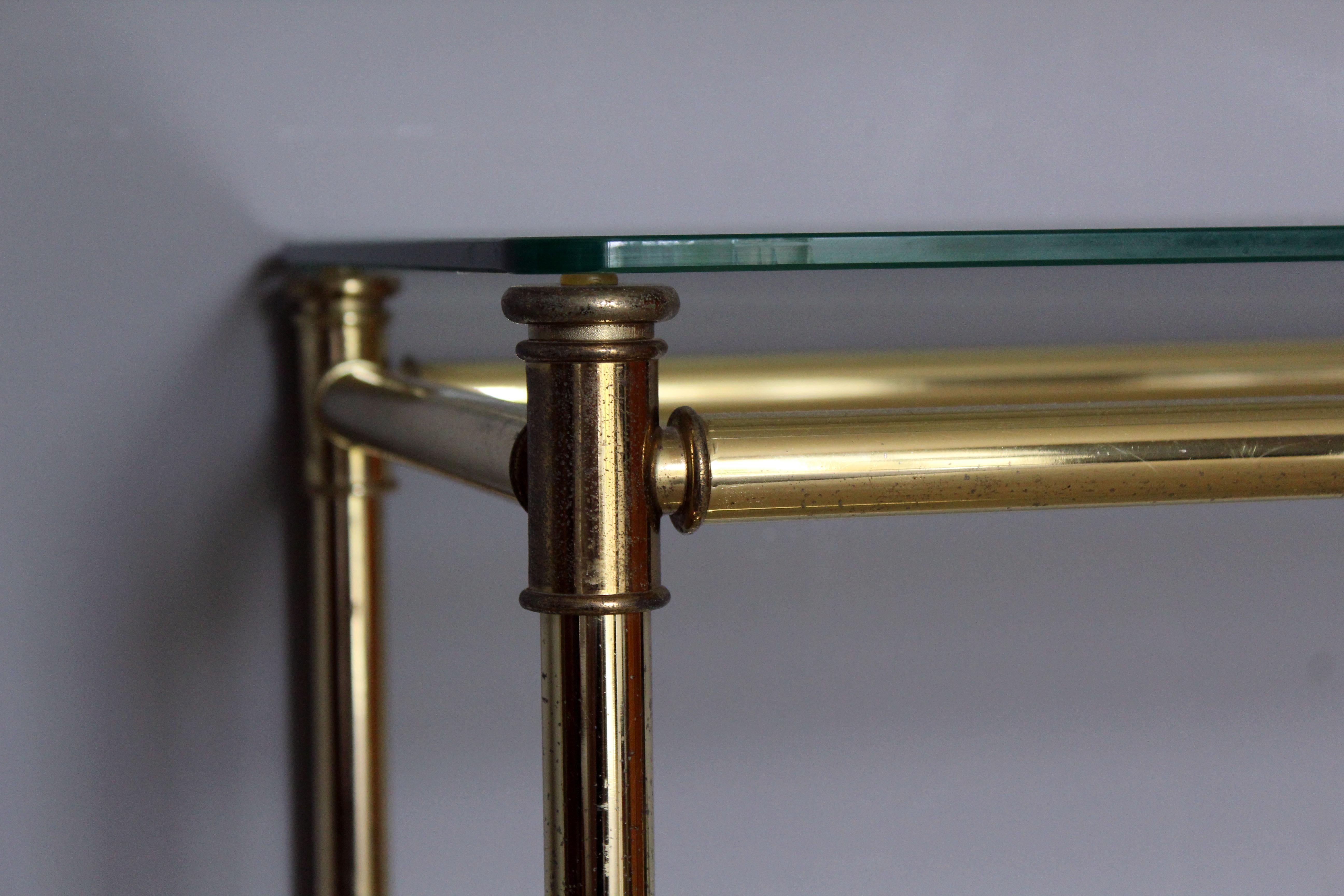 Late 20th Century Italian Brass Console with Matching Mirror, 1970s