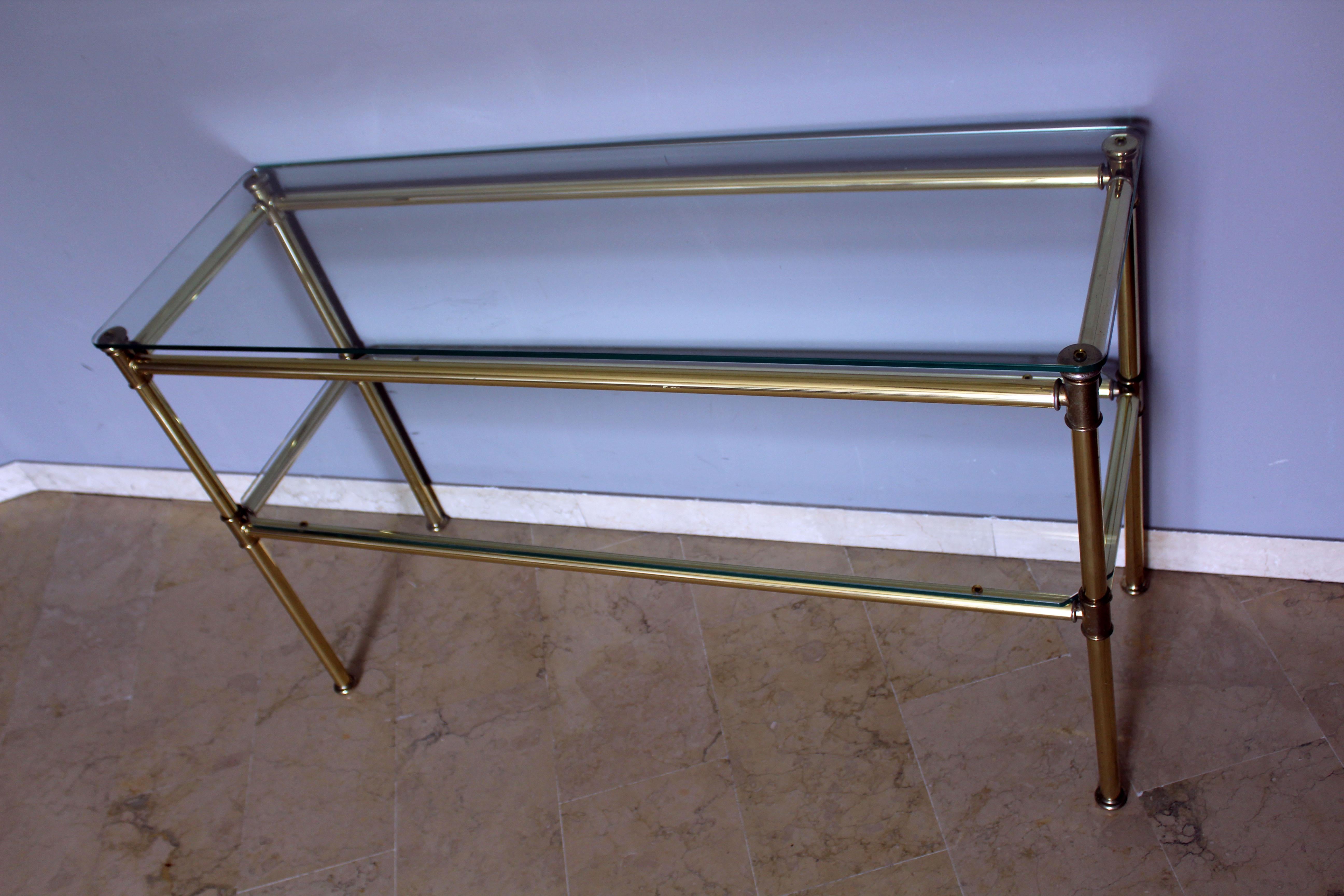 Italian Brass Console with Matching Mirror, 1970s 3