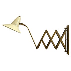 Vintage Italian Brass & Cream Lacquered 'Pantograph' Wall Light, 1950s