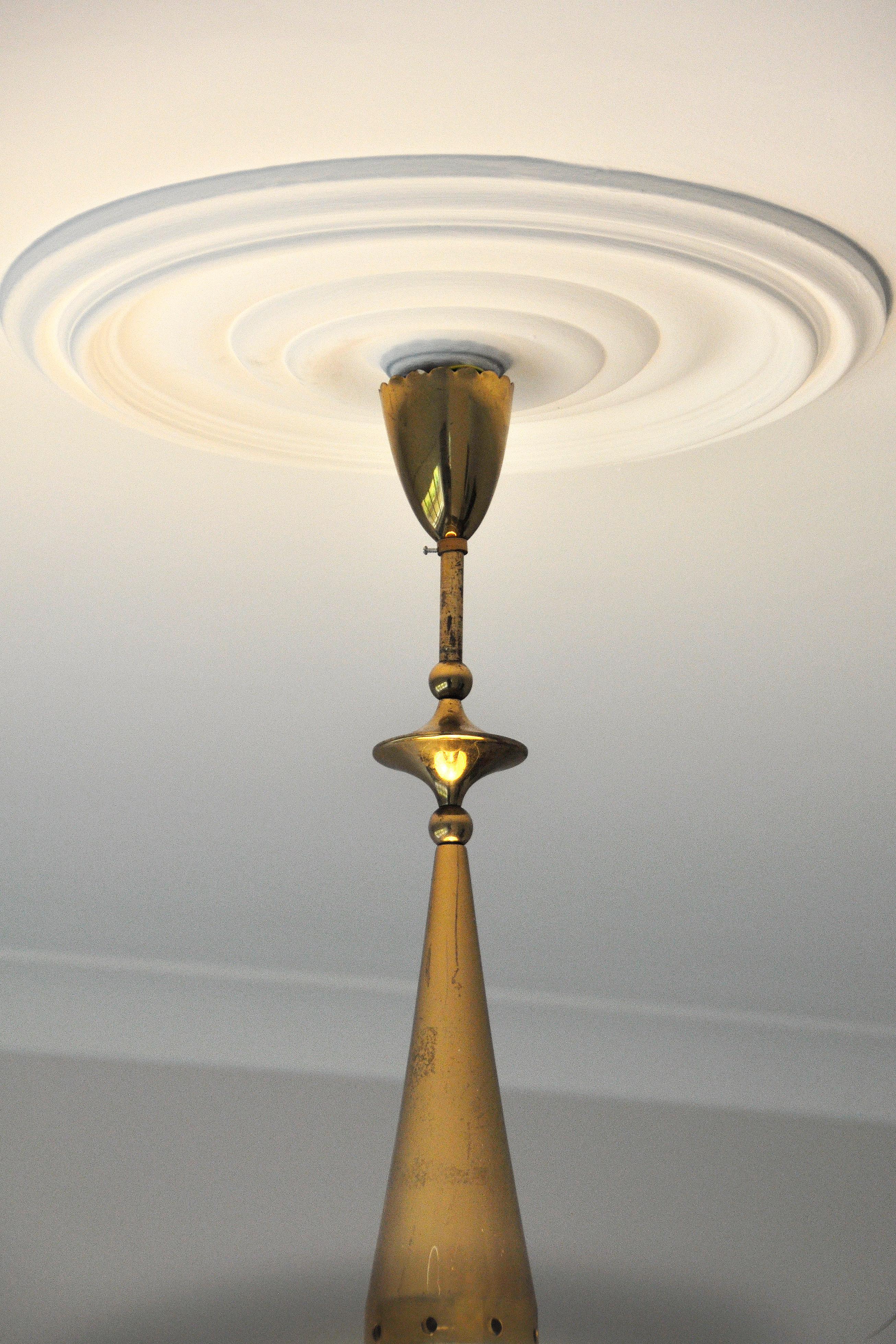 Italian Brass & Crystal Glass Ceiling Lamp from Fontana Arte, 1950s 2