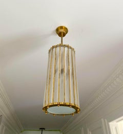 Italian Brass Crystal Murano Glass Customizable Pendant / Chandelier
