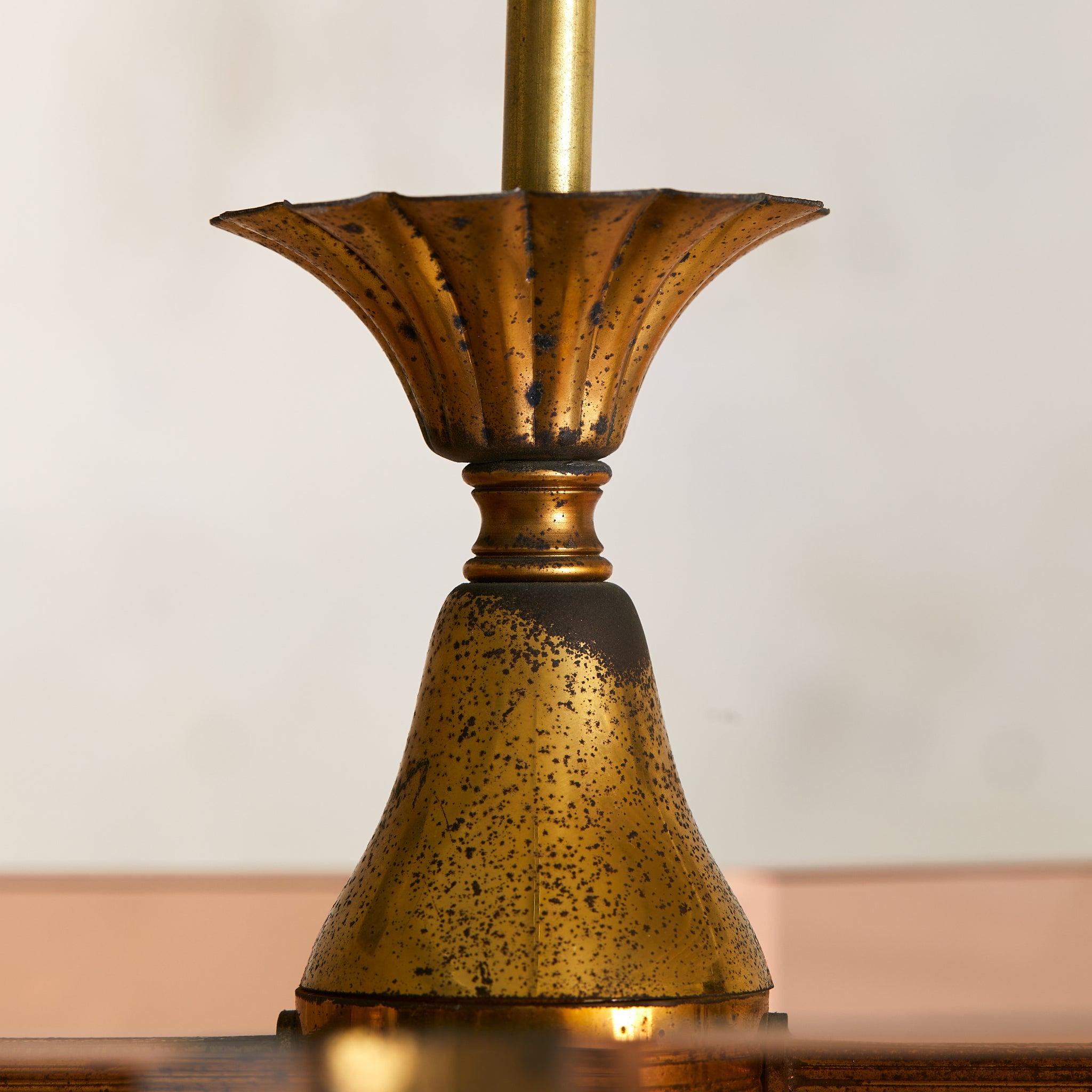 Suspension italienne en laiton + verre fumé ambré incurvé, années 1970 en vente 1
