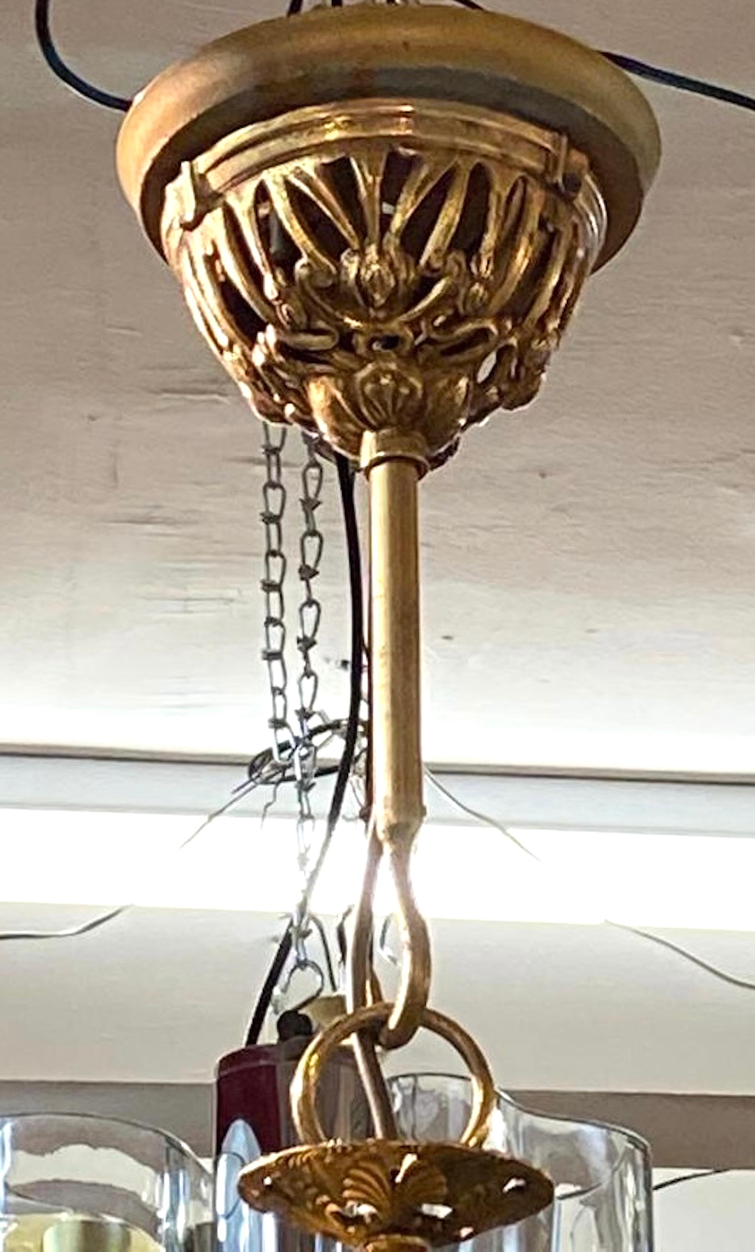 Italian Brass & Cut Glass Shade Hot Air Balloon Lantern / Pendant Light 7