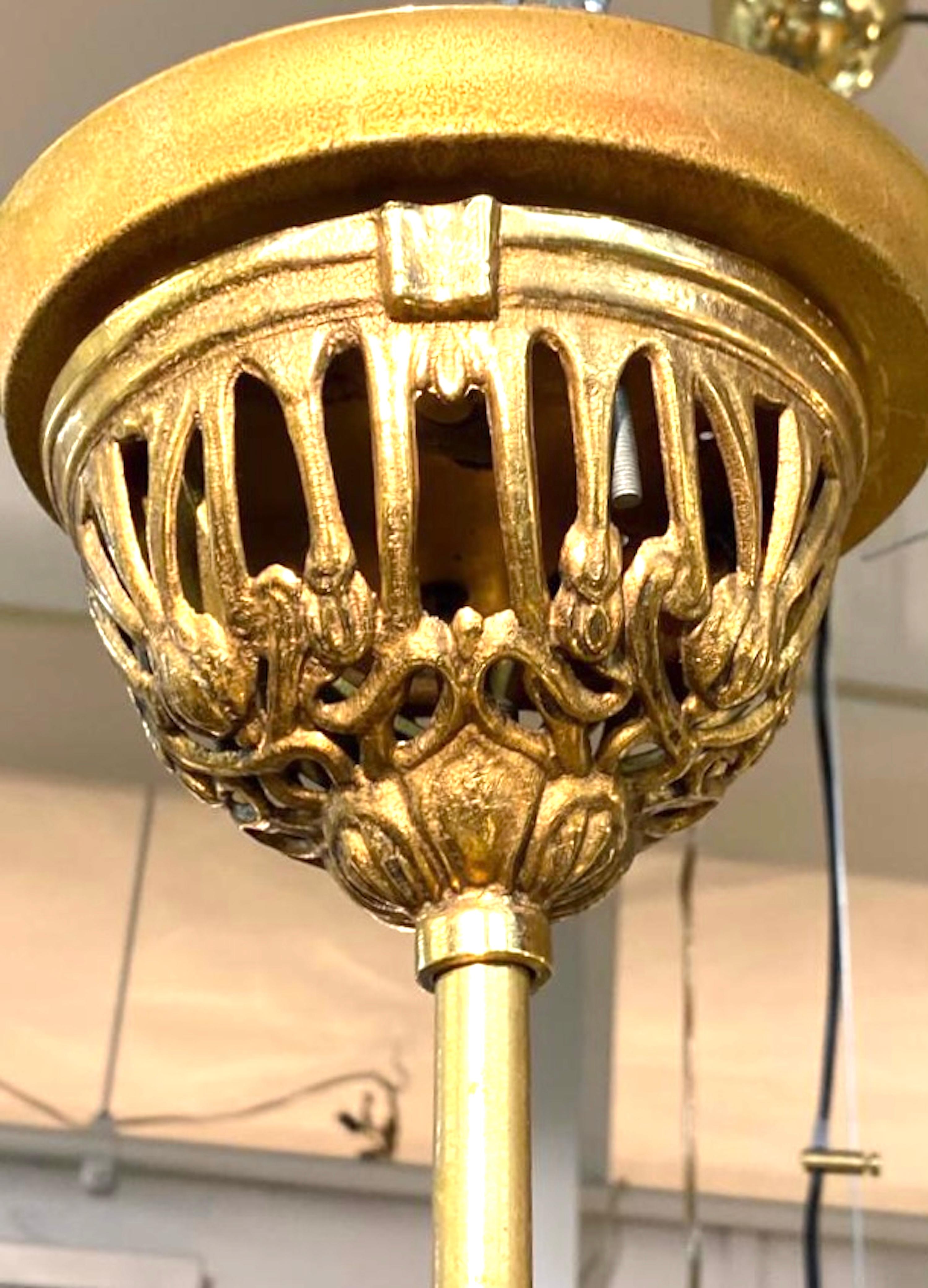 Italian Brass & Cut Glass Shade Hot Air Balloon Lantern / Pendant Light 8