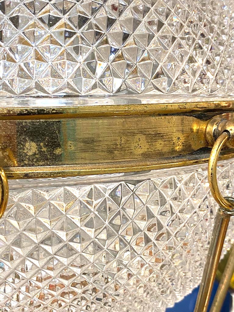 Italian Brass & Cut Glass Shade Hot Air Balloon Lantern / Pendant Light 4