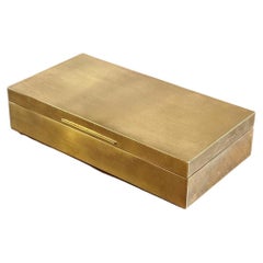 Italian Brass Desk Box with Wood Inlay, Handcrafted, Circa 1970s