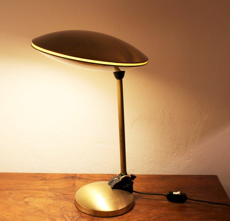 Mid-20th Century Italian Brass Desk Lamp in Style of Fontana Arte