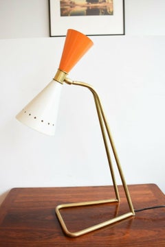 Italian Brass Desk Lamp Stilnovo, Orange