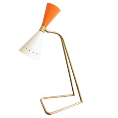 Retro Italian Brass Desk Lamp Stilnovo, Orange