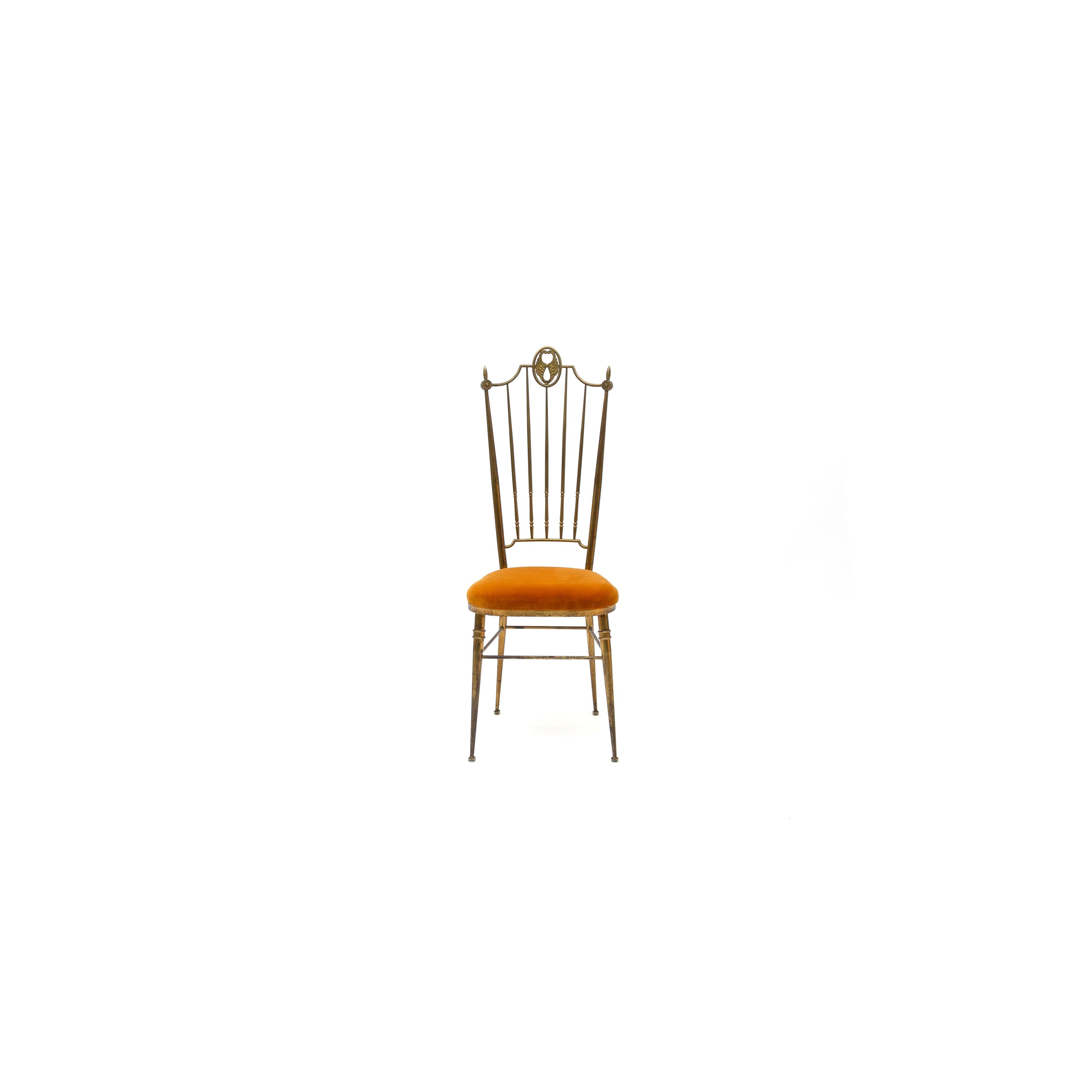 Chaise de salle à manger italienne en laiton de Descalzi Giuseppe Gaetano, années 1960 Bon état à Hilversum, NL